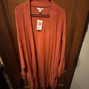 Sonoma Orange Knit Cardigan Sweater